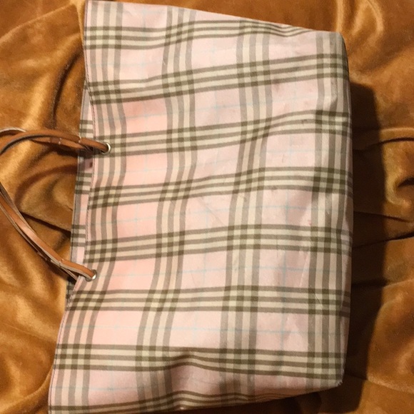 Burberry London Pink Nova Check Tote Shopper Distressed - Picture 3 of 15